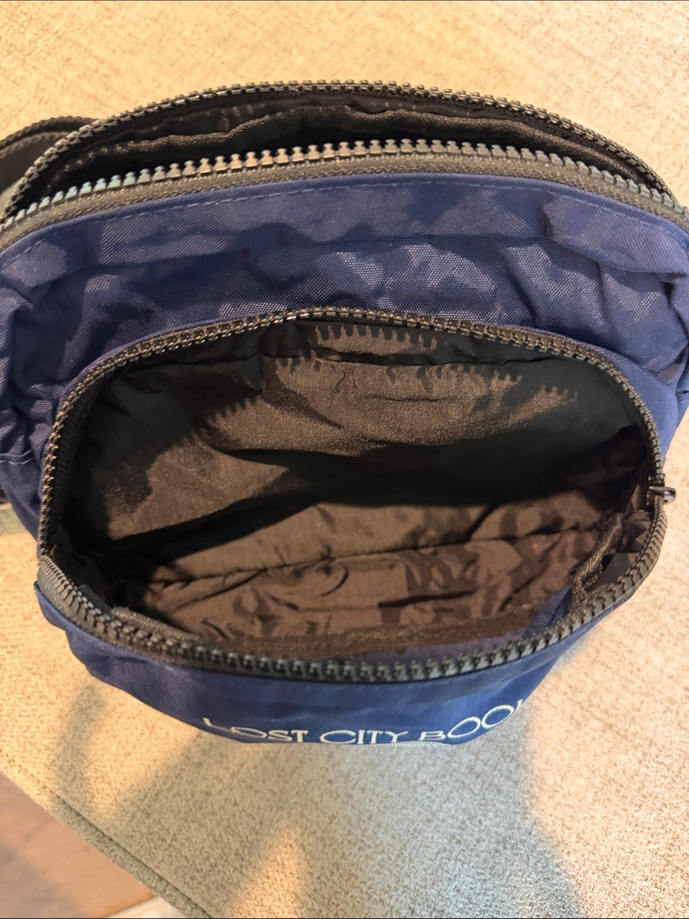 Baggu Belt Bag “Lost City Books” Blue Gently Used Clean View 5
